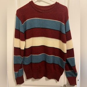 Long Sleeve Maroon, Blue, and White Stripped Sweater